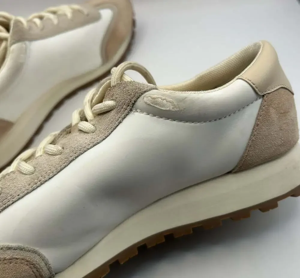 Tory Burch Tory Leather and Suede Retro Sneakers White Tan